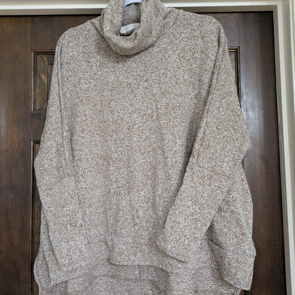 Zenana Outfitters Heathered Turtleneck Sweater - Gray